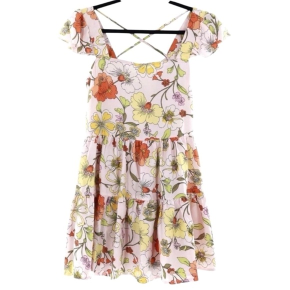 NWT! Band of Gypsies Lottie & Holly Blush Rust Floral Mini Dress. Size Medium. - Picture 1 of 14